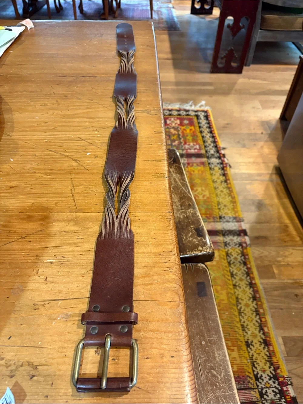 Leather Braided Accent Belt - Brown